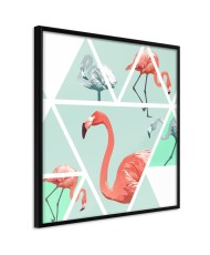 Plakatas - Tropical Mosaic with Flamingos (Square)