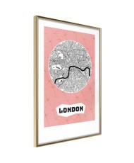 Plakatas  City map London (Pink)