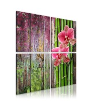 Paveikslas - Bambukas ir orchidėja