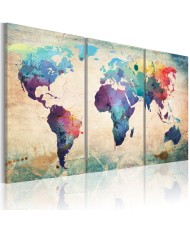 Paveikslas - Pasaulio žemėlapis dažytas akvarele