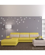 Sienų dekoracija "Veidrodiniai paukščiai 30 vnt."