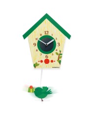 Sieninis laikrodis su švytuokle - Siūbuojantis paukštukas - žalias