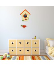 Sieninis laikrodis su švytuokle - Siūbuojantis paukštukas - oranžinis