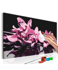 Pasidaryk pats - paveikslas ant drobės - Rožinė orchidėja (Juodas fonas)