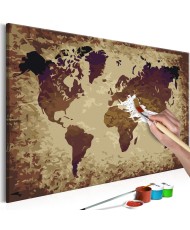 Pasidaryk pats - paveikslas ant drobės - Pasaulio žemėlapis (Rudų atspavių)