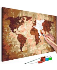 Pasidaryk pats - paveikslas ant drobės - Pasaulio žemėlapis (Žemės spalvos)