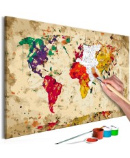 Pasidaryk pats - paveikslas ant drobės - Pasaulio žemėlapis (Spalvų pliūpsnis)