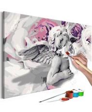Pasidaryk pats - paveikslas ant drobės - Angelas (Gėlės fone)