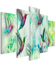 Paveikslas - Colourful Hummingbirds (5 Parts) Wide Green
