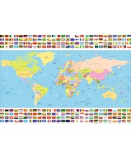 Fototapetai Pasaulio žemėlapis su vėliavomis
