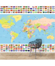 Fototapetai Pasaulio žemėlapis su vėliavomis