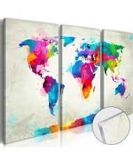 Paveikslas ant akrilinio stiklo - Pasaulio žemėlapis: Spalvų sprogimas [Stiklas]