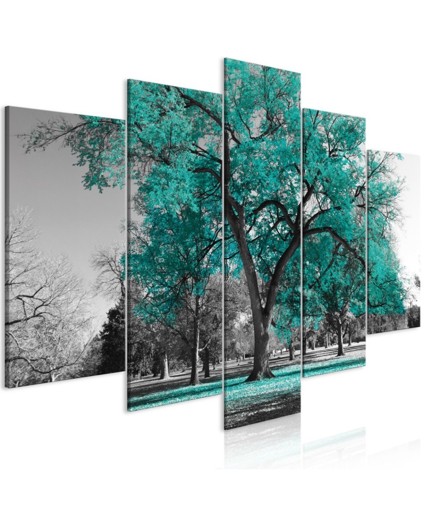 Paveikslas  Autumn in the Park (5 Parts) Wide Turquoise