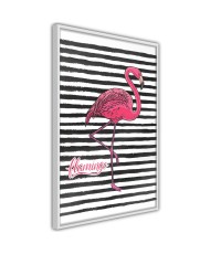 Plakatas - Flamingo on Striped Background