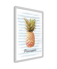 Plakatas - Pineapple on Striped Background